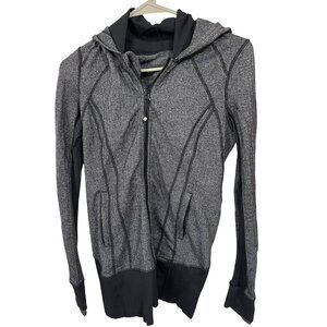 Lululemon Daily Practice Womens size 6 Gray Full-Zip Hoodie With Thumbholes & Dr